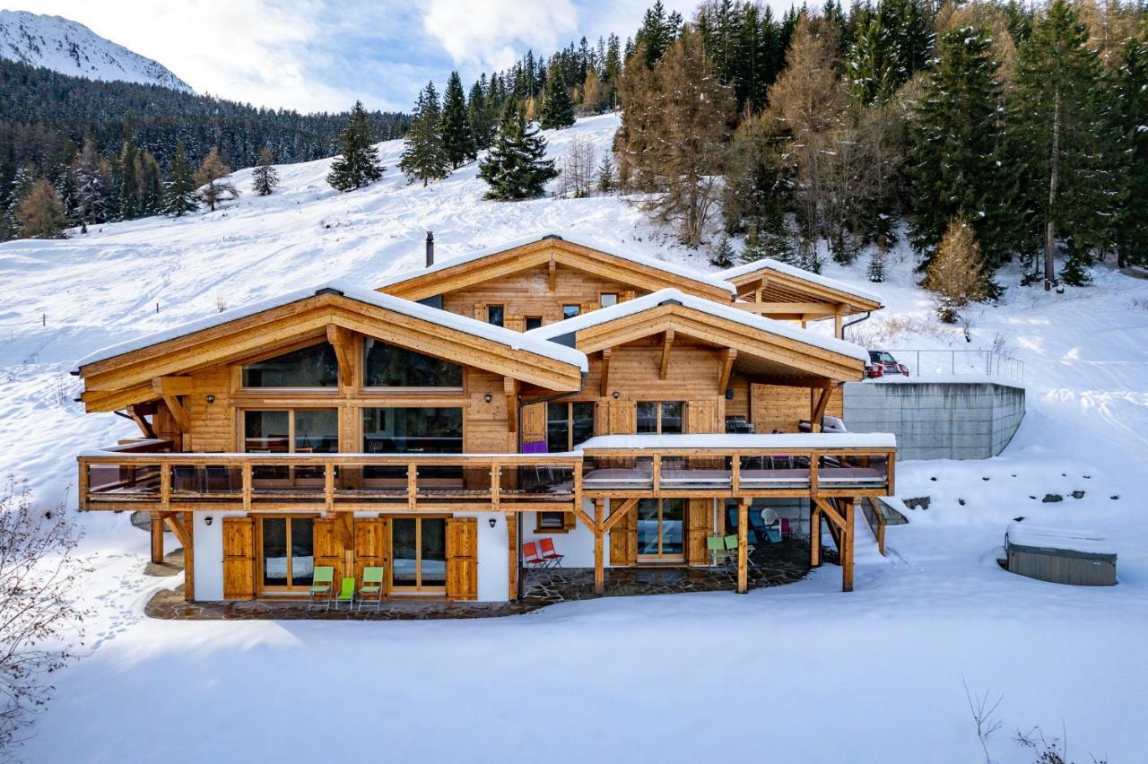 Chalet Flocon De Neige - Jacuzzi - Sauna La Tzoumaz Kültér fotó